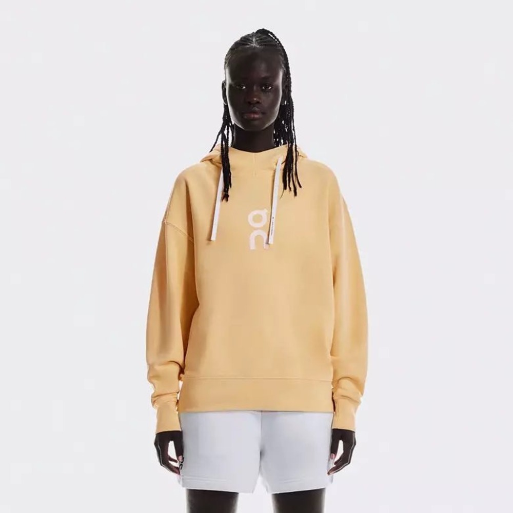 On Running Club Hoodie Cotton Sweatshirt Butter Yellow Pullover Gym Womens Small